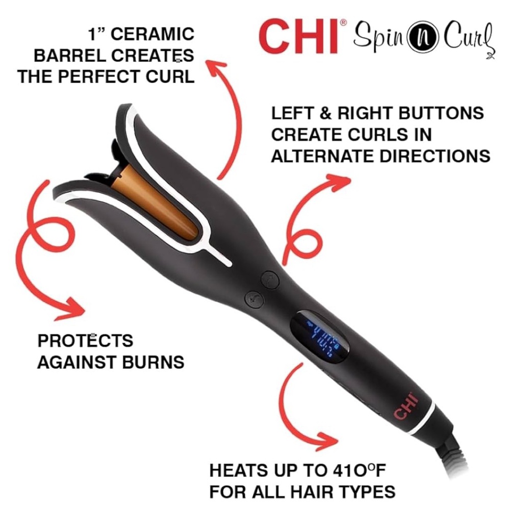 Spin N Curl Ceramic Rotating Curler - Black